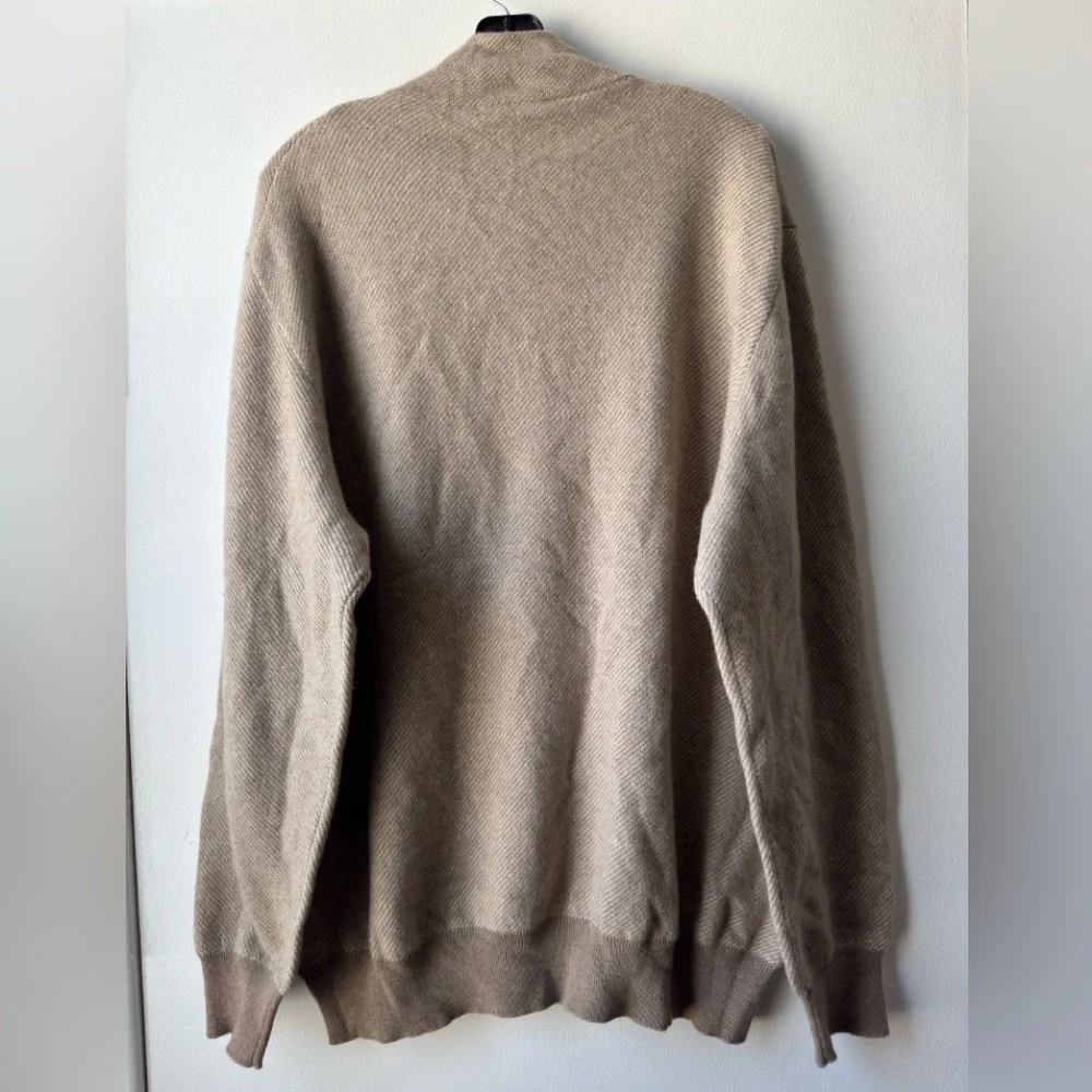 Loro Piana Roadster Pull 100% Cashmere Tan Half Zip-Up Sweater